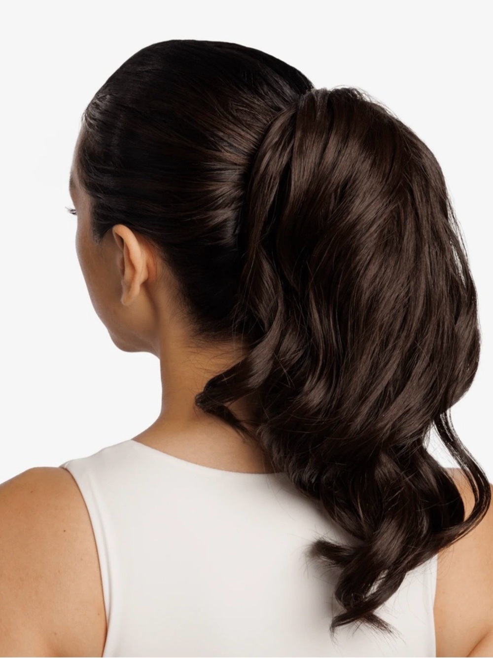 Remy Style Long Wavy Ponytail Hair Extension - Dark Brown